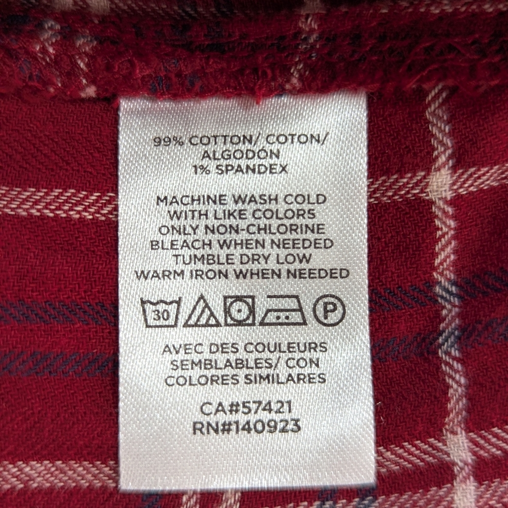 Loft Blouse Red Blue White Plaid Tie-Neck Puff Sleeve Top Size L Petite *NWT - Picture 8 of 16
